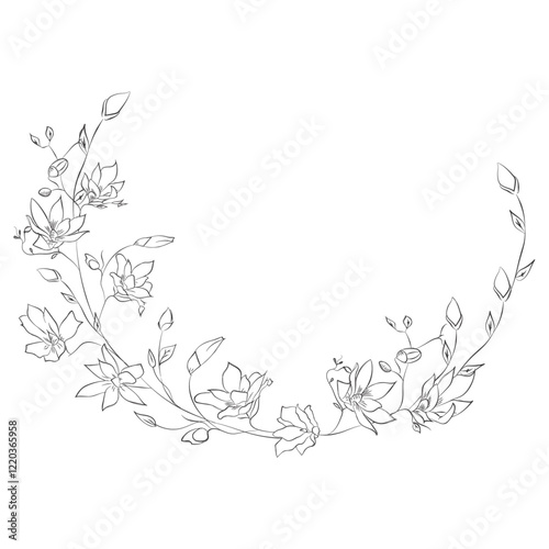 elements hand drawn floral frames feminine wedding