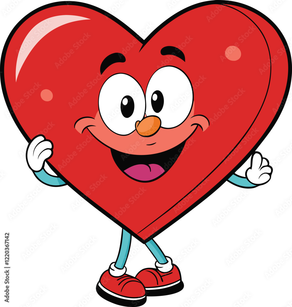 heart cartoon character with happy face heart cartoon character with happy face