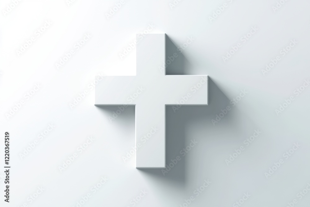 Obraz premium White 3D Medical Cross Symbol with Shadows