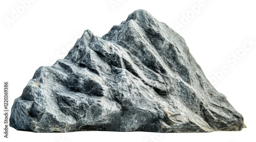 Large textured rock formation with natural details, cut out - stock png. photo