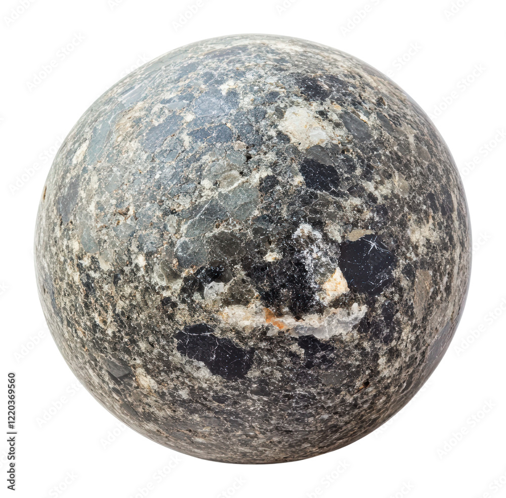 Textured granite sphere on a surface, cut out - stock png. Textured granite sphere on a surface, cut out - stock png.