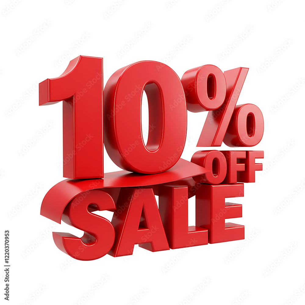 3D Render Bold Red Text 10 Percent Off Sale With Glossy Finish On Transparent Background
3D Render Bold Red Text 10 Percent Off Sale With Glossy Finish On Transparent Background