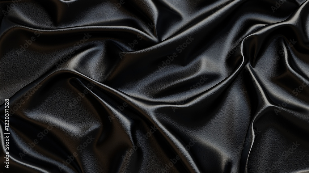 Obraz premium Close-Up of Luxurious Black Leather with Fine, Evenly Distributed Pores and a Glossy, Smooth Surface.