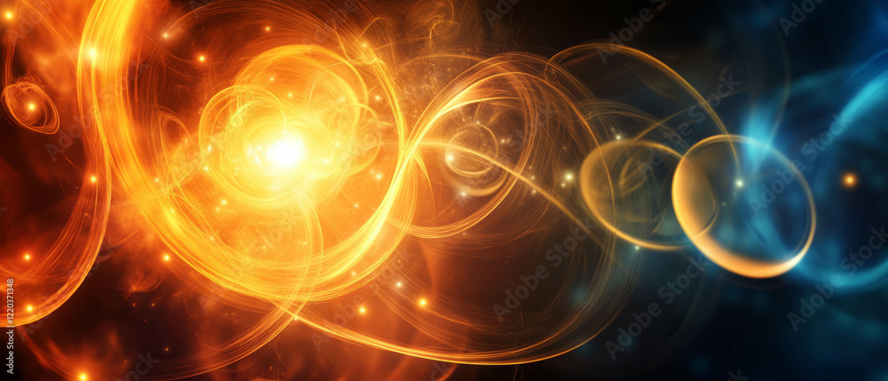 Vibrant abstract 3D objects emitting light with glowing halos in a dynamic atmosphere Vibrant abstract 3D objects emitting light with glowing halos in a dynamic atmosphere
