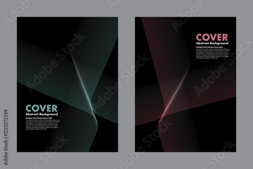 Abstract futuristic vector background with dynamic wavy lines. Minimalist modern design featuring smooth gradient color transitions on dark background. For cover, poster, digital artwork.