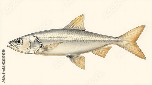 Detailed Illustration of a Single Fish Species