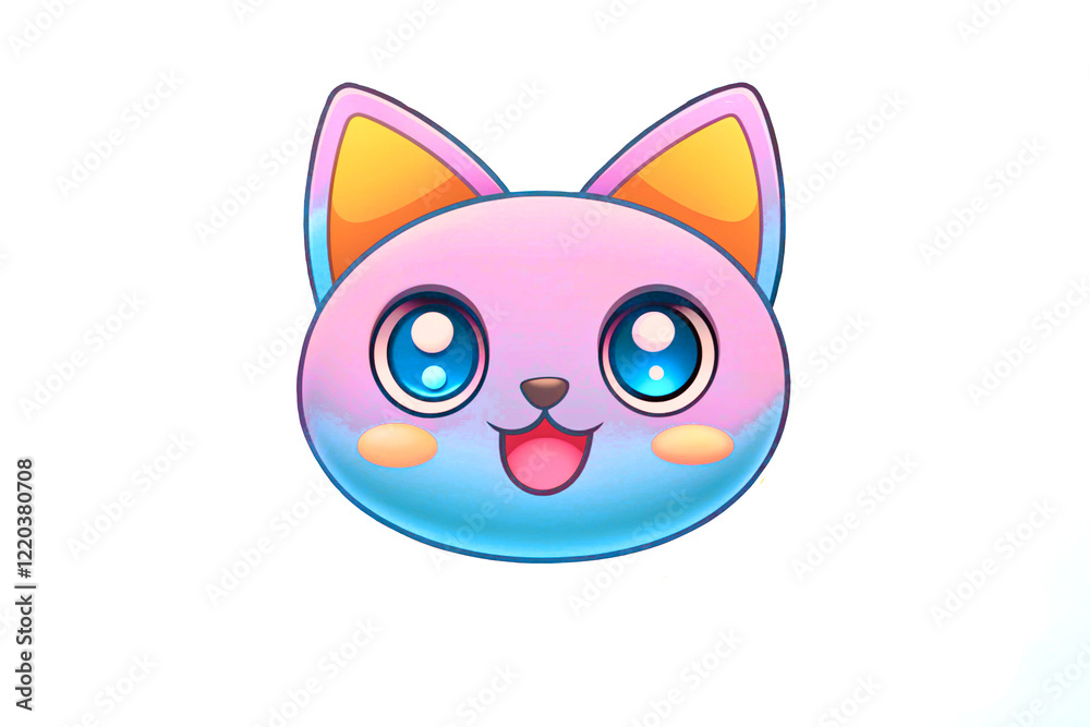 Blue pink funny smiling toy kitty for game Blue pink funny smiling toy kitty for game