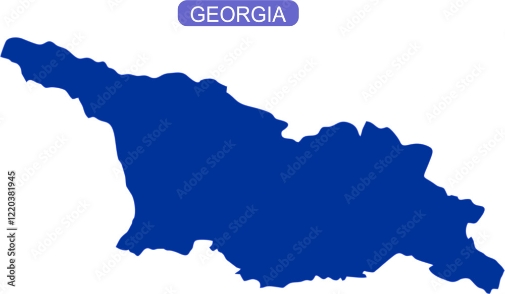 Fototapeta premium Map of Georgia outline in solid color