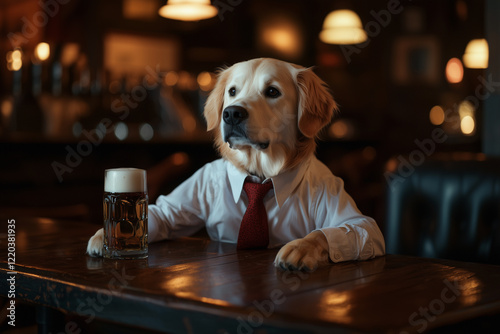 Dog in Suit at a Bar