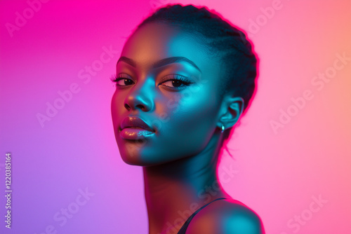 Vibrant Portrait with Colorful Lighting