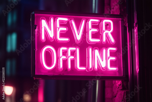 Vibrant Neon Never Offline Sign