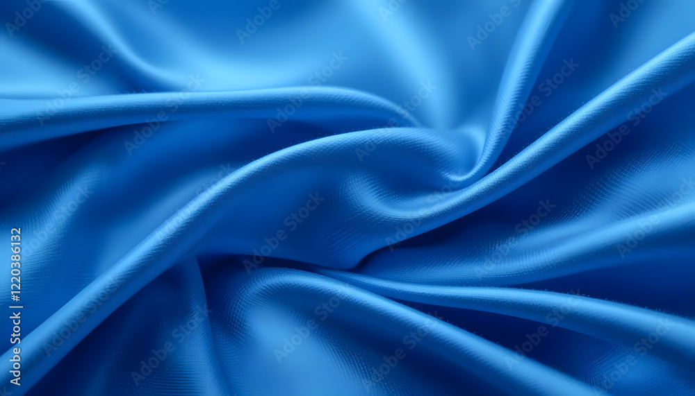 Fototapeta premium High-Resolution 4K Image of Blue Silk Satin Fabric with Gentle Waves, Perfect for Backgrounds, Branding, and Elegant Design Needs.