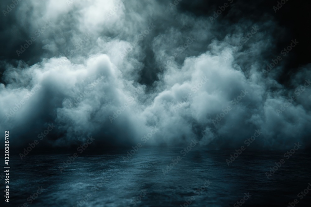 Obraz premium Product Showcase. Classic charm on black background. Abstract white smoke texture on vintage backdrop