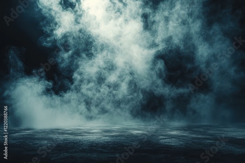 Product Showcase. Classic charm on black background. Abstract white smoke texture on vintage backdrop