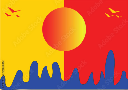 illustration of an background with heart,illustration of sun,illustration of background,illustration of a scenario