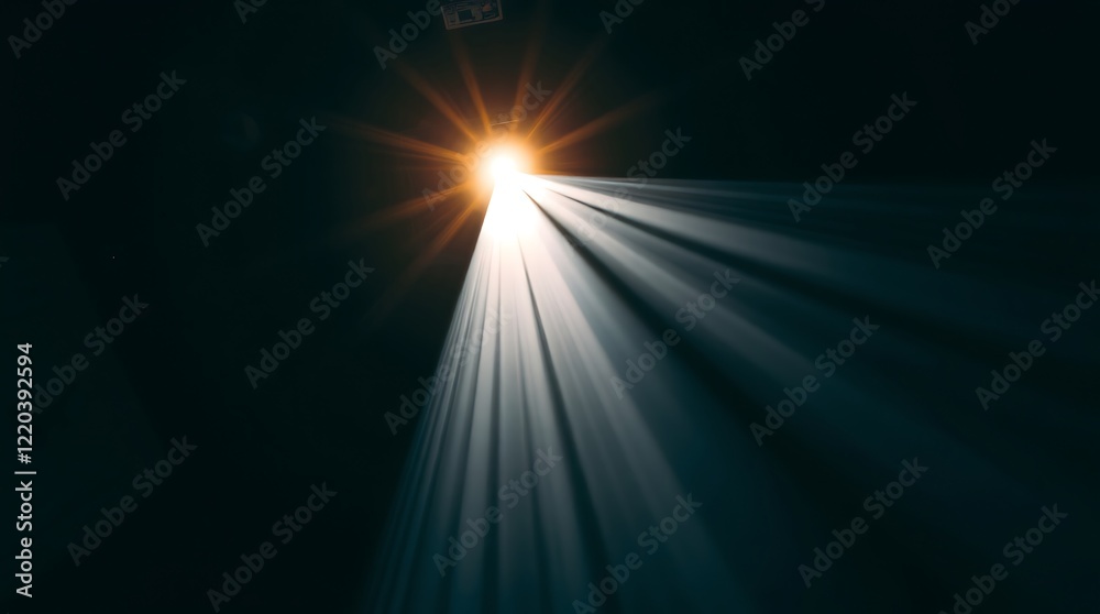 Obraz premium bright star, radiant light beams, dark night sky, cosmic glow, celestial illumination, ethereal rays, heavenly beacon, divine light, stellar brilliance, space background, lens flare, spiritual awakeni