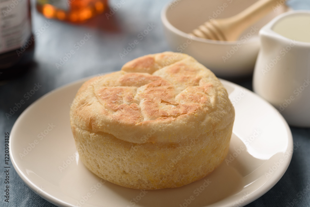 Fresh homemade English muffins for breakfast Fresh homemade English muffins for breakfast