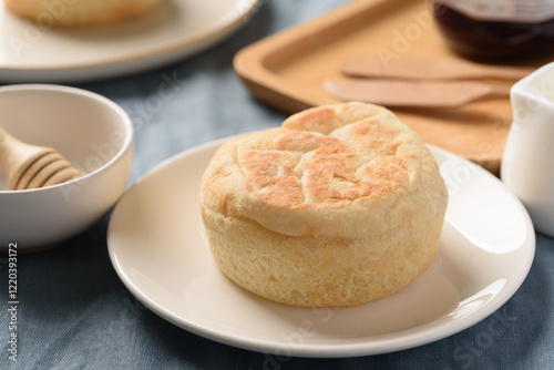 Fresh homemade English muffins for breakfast