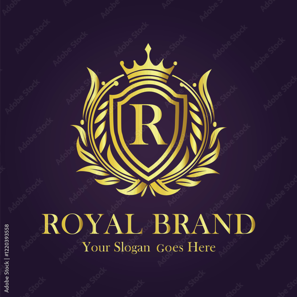 Fototapeta premium Luxury Gold Monogram Logo - Letter R