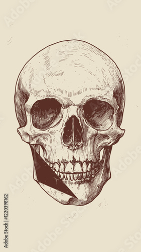 Vintage Skull Illustration: Detailed Anatomical Etched Drawing Vector for Science and Art Projects