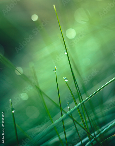 Morning nature in sunlight and dew