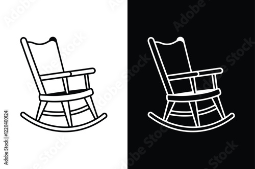 Rocking chair  icon vector on White Background ,Vector Art Illustration on white background.