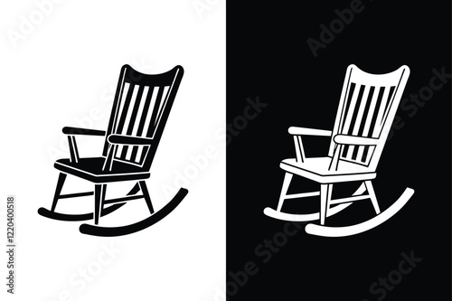 Rocking chair  icon vector on White Background ,Vector Art Illustration on white background.