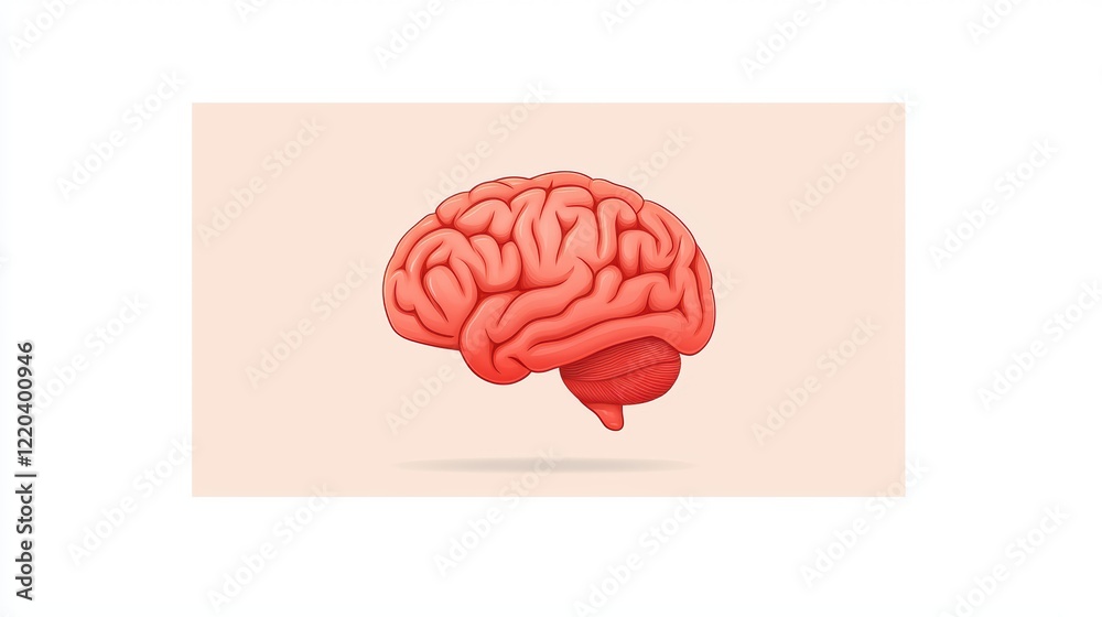 Detailed Illustration of a Human Brain on a Light Background Detailed Illustration of a Human Brain on a Light Background