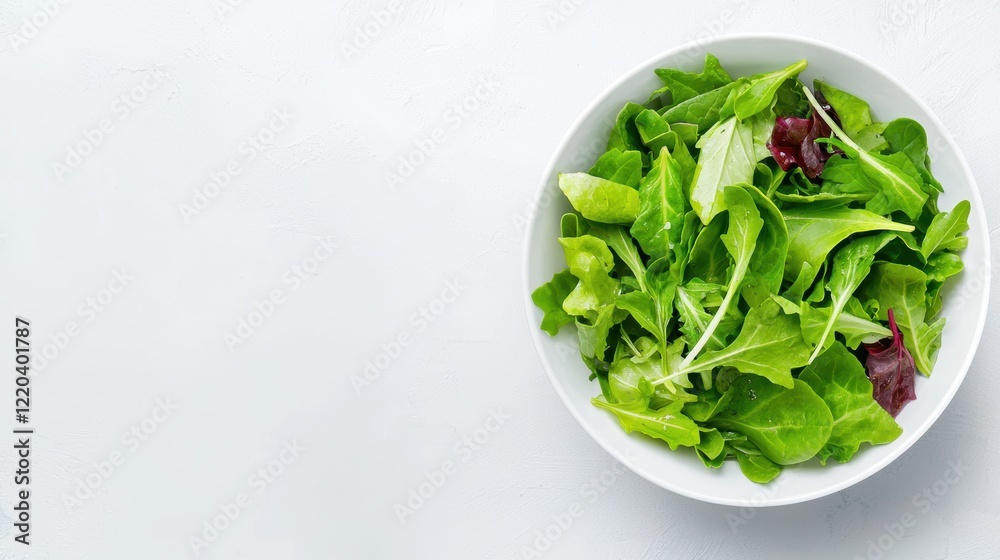 Fresh and Vibrant Mixed Greens Salad in a White Bowl Fresh and Vibrant Mixed Greens Salad in a White Bowl