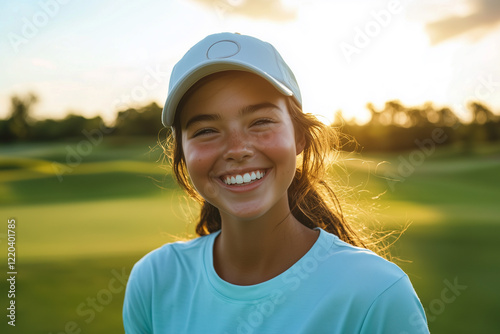 Joyful Golfer at Sunset