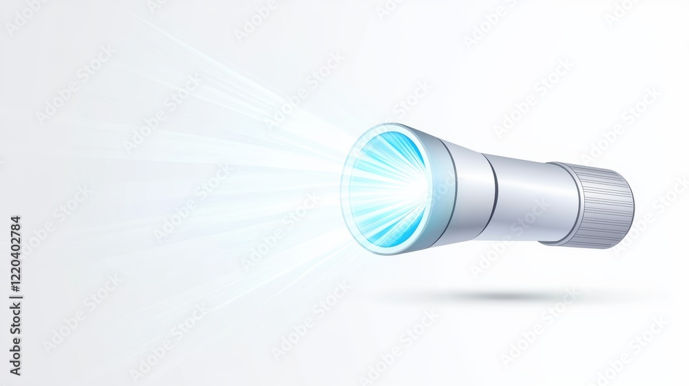 Bright Flashlight Illuminating a Dark Space with Clear Light Beam Bright Flashlight Illuminating a Dark Space with Clear Light Beam