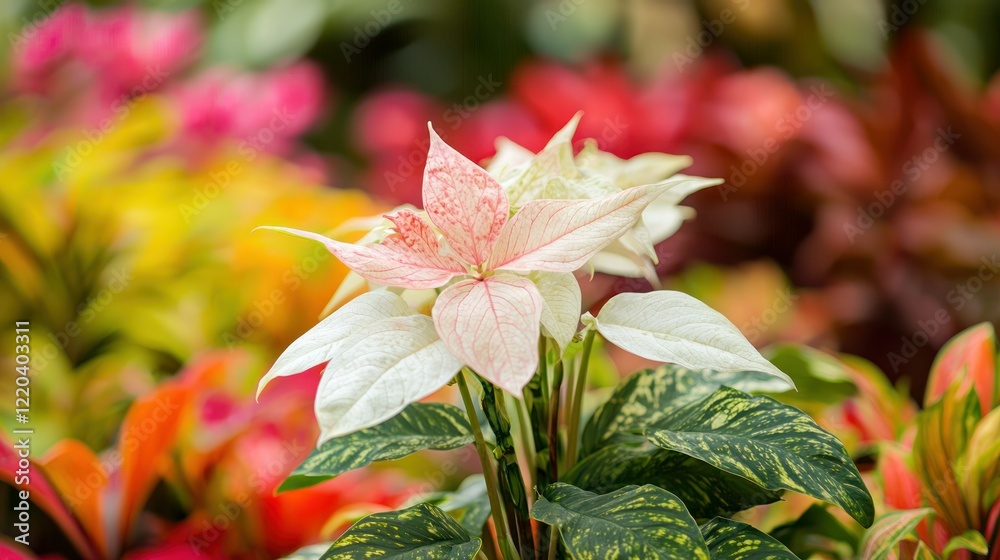 custom made wallpaper toronto digitalA unique albino plant in a botanical garden, standing out against its vibrant surroundings.
