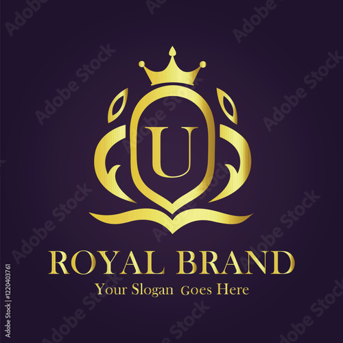 Luxury Gold Monogram Logo - Letter U