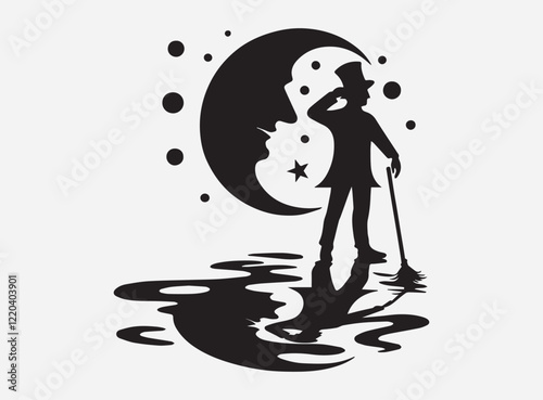 Mysterious Silhouette of a Fool in Shadow on a Dramatic Dark Background