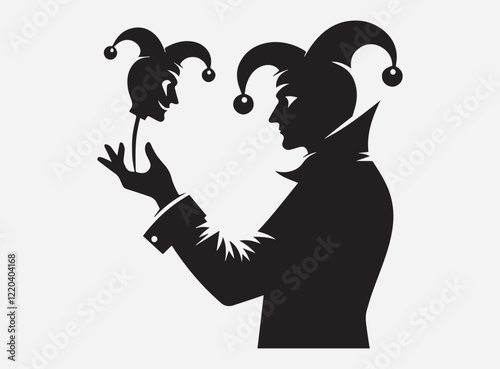 Mysterious Silhouette of a Fool in Shadow on a Dramatic Dark Background