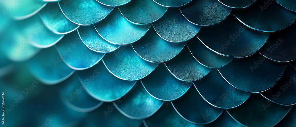 Fototapeta premium Geometric mermaid scales in an abstract design with a modern central banner