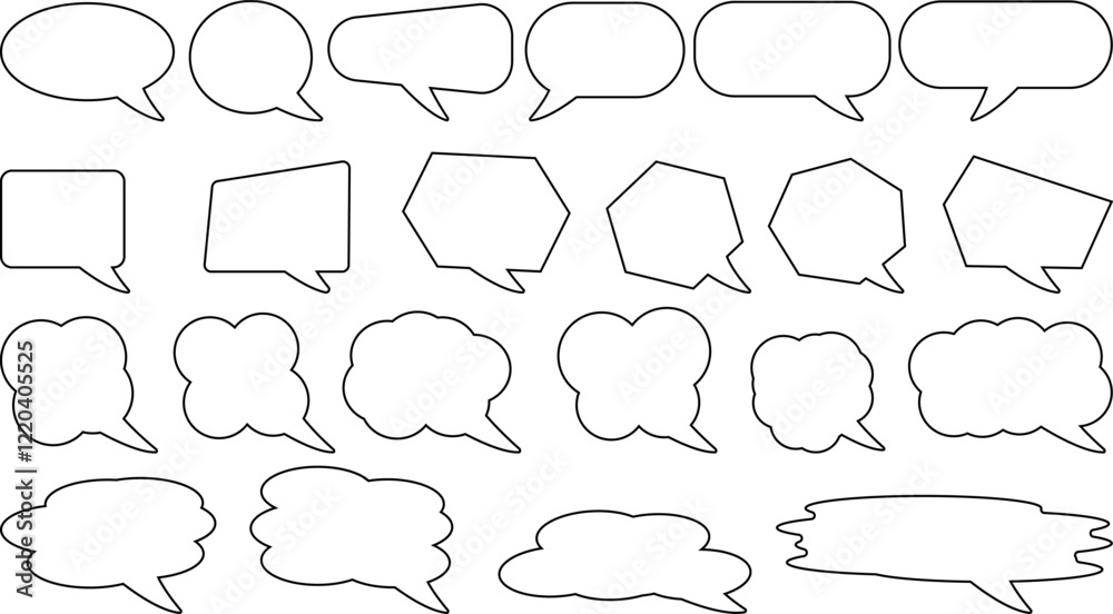Obraz premium Dialogue Box Outline Silhouette Vector Icon Set - Speech Bubble Shapes,Dialogue Boxes for Comics, Chat, and Design Projects Collection for Graphic Design.