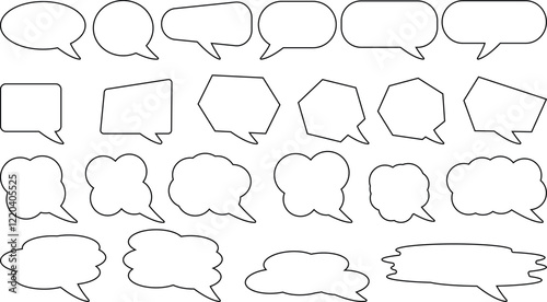 Dialogue Box Outline Silhouette Vector Icon Set - Speech Bubble Shapes,Dialogue Boxes for Comics, Chat, and Design Projects Collection for Graphic Design.