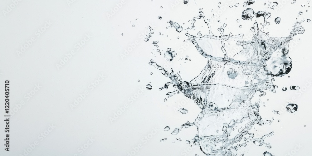 Water Splash with Bubbles on Light Background for Artistic Design