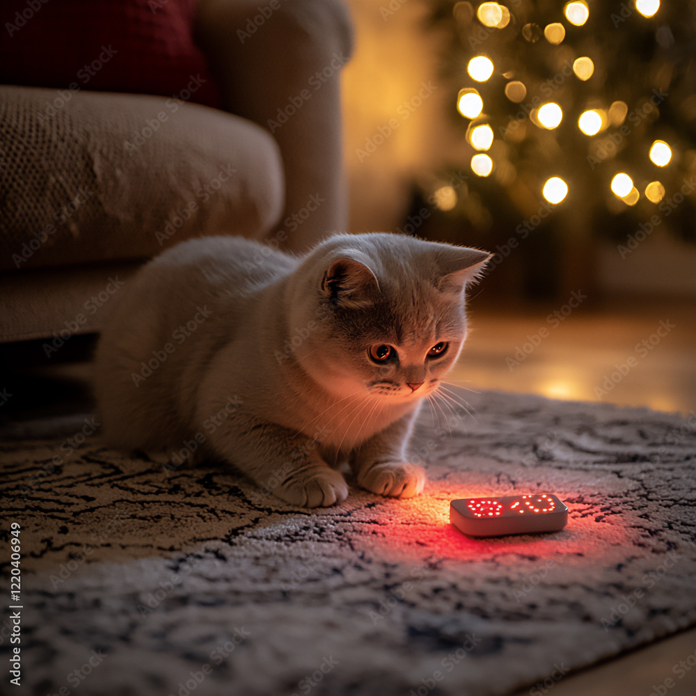 Obraz premium chartreux cat chasing laser pointer