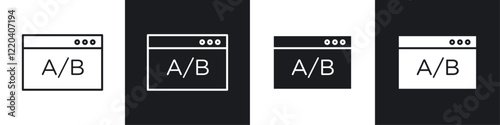 A B test icons collection in black and white solid and line style