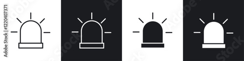 Ambulance siren icons collection in black and white solid and line style