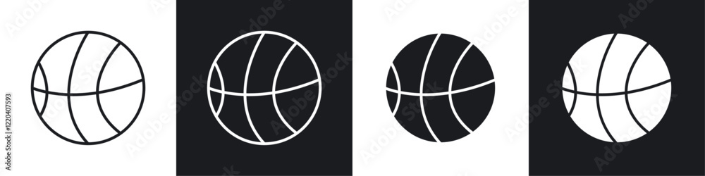 Basketball icons collection in black and white solid and line style Basketball icons collection in black and white solid and line style