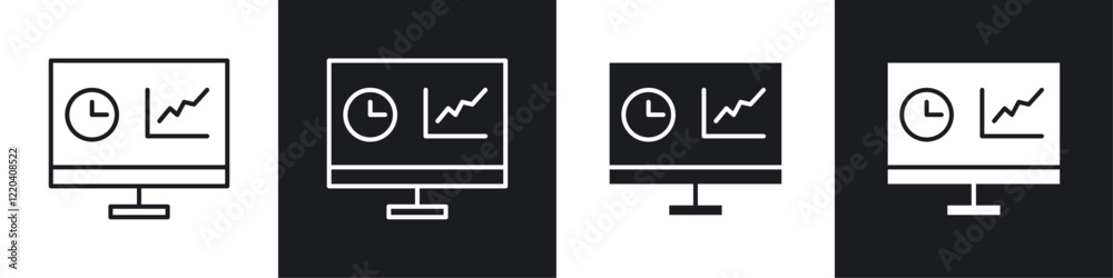Dashboard icons collection in black and white solid and line style