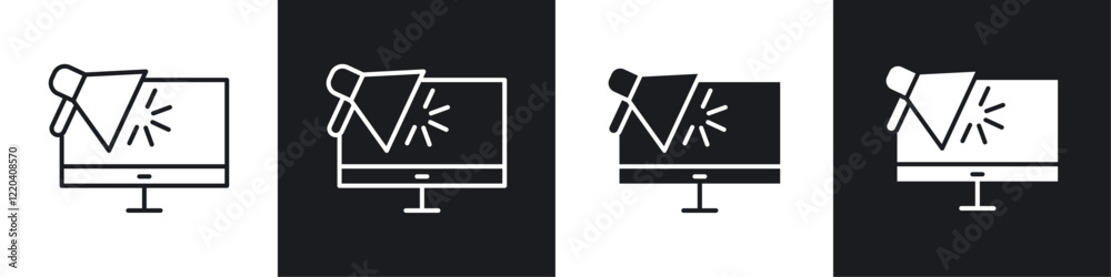 Digital marketing icons collection in black and white solid and line style Digital marketing icons collection in black and white solid and line style