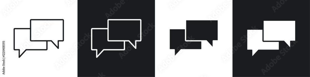 Discussion icons collection in black and white solid and line style Discussion icons collection in black and white solid and line style