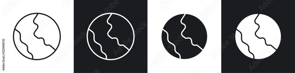Earth icons collection in black and white solid and line style Earth icons collection in black and white solid and line style
