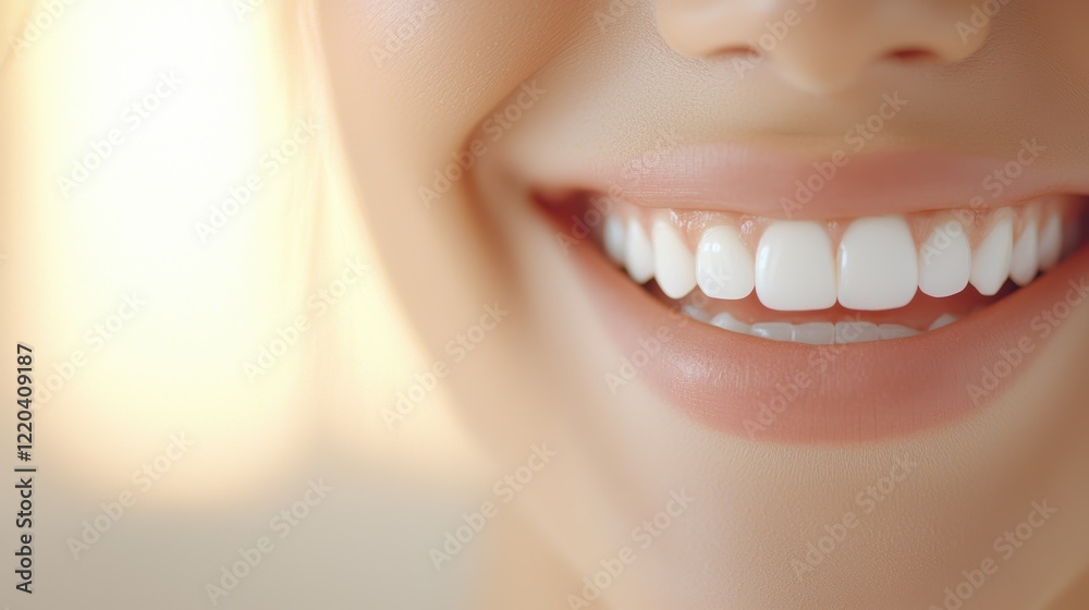 Obraz premium Bright and Radiant Smile Highlighting Perfectly White Teeth in Natural Light
