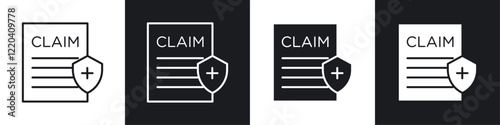 Insurance Claim icons collection in black and white solid and line style