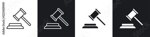 Law icons collection in black and white solid and line style